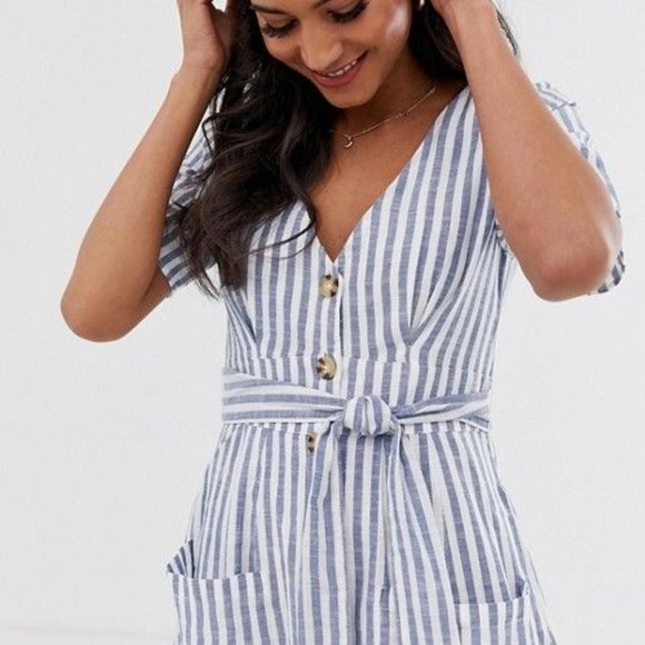 Abercrombie Button-Up Tie Front Mini Dress - Picture 3 of 7